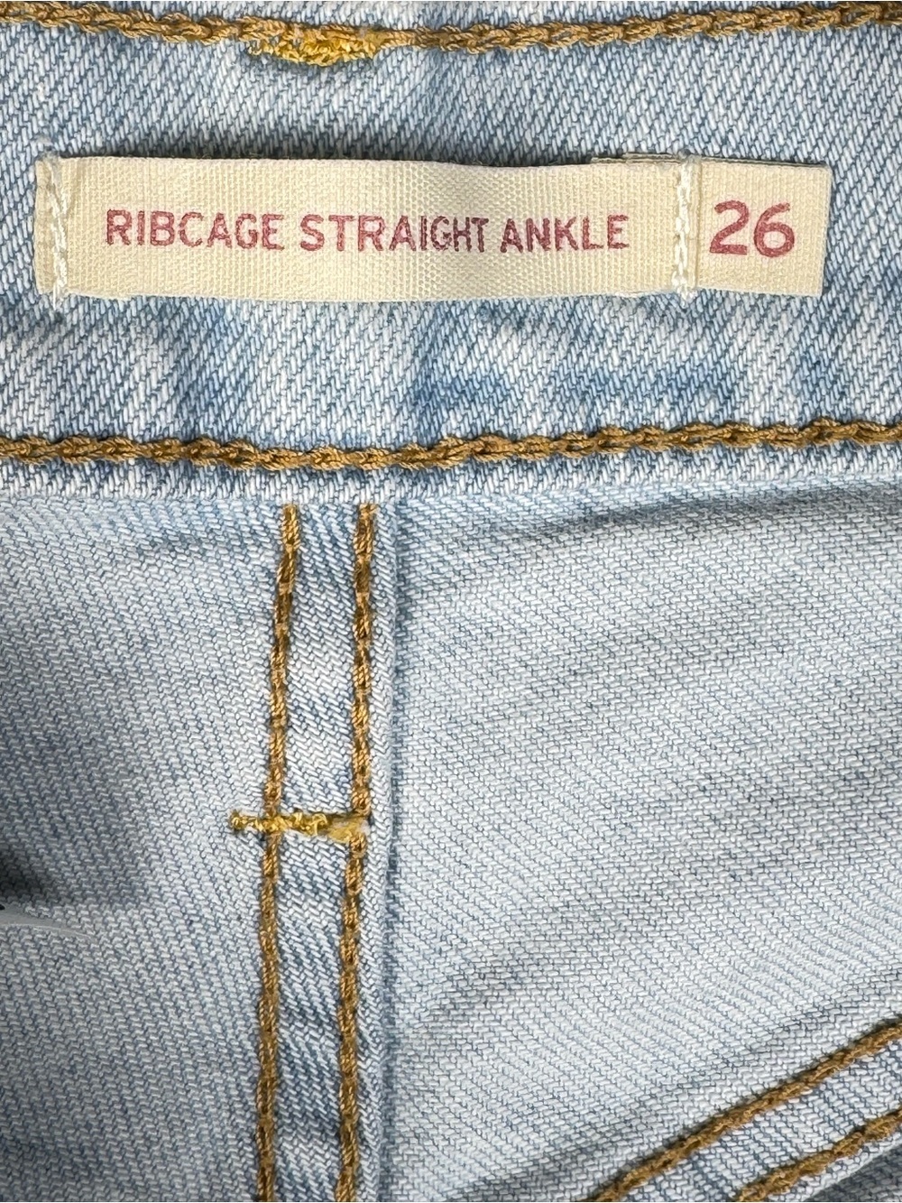 Levi’s Ribcage Straight Raw Hem Jeans Light Wash Women’s 26 Ankle - Picture 7 of 12